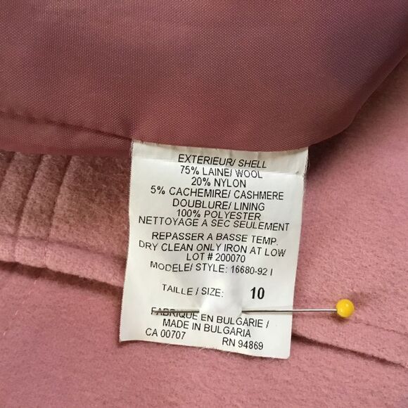 NWOT. Tribu Brand Women’s Size 10 Cashmere Blend Outdoor Jacket Soft Pink - Picture 9 of 11